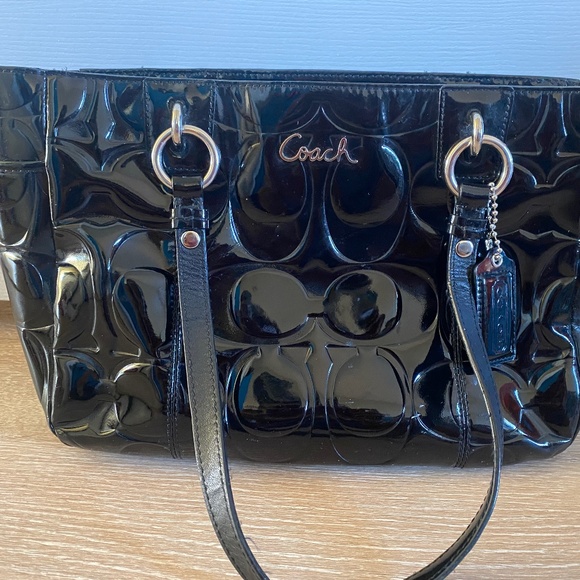Black Patent Leather Coach Handbag - Picture 1 of 3
